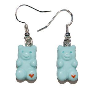 3/$25 Handmade Bear Earrings Pastel Blue Lightweight Resin Hypoallergenic 925‎